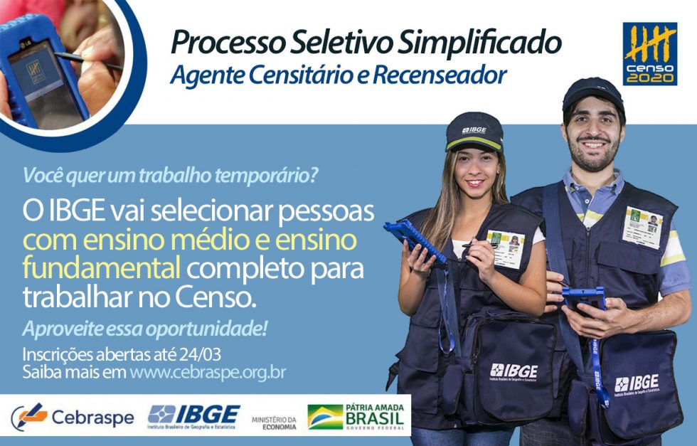 IBGE oferece 44 vagas de emprego para realização do Censo em Socorro –  Prefeitura Municipal da Estância de Socorro